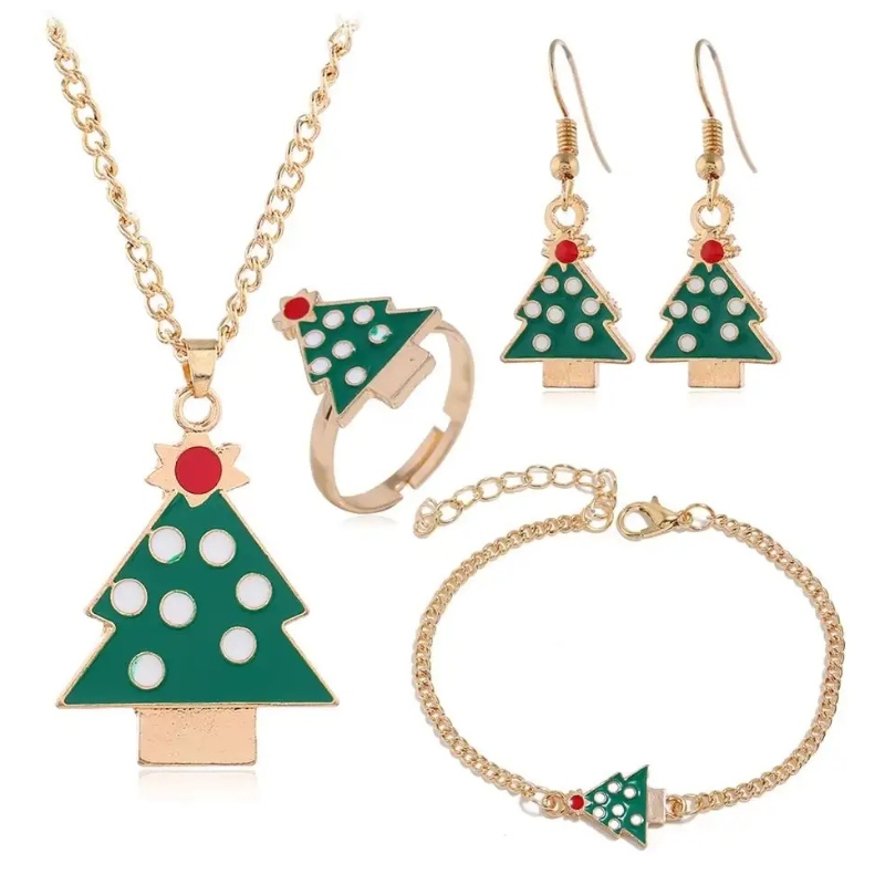Ensemble de bijoux thème denoël, cloches de renne, Support d'arbre denoël, personnalisation