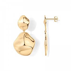 Hongde Boucles d\'oreilles pendantes en argent sterling 925 plaqué or 14 carats en forme de goutte d\'eau