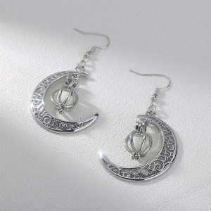 Hongde – boucles d\'oreilles croissant de lune en argent qui brillent dans lenoir