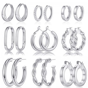 Hongde Boucles d\'oreilles créoles épaisses plaquées or véritable 14 carats pour femme