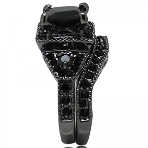 Hongdenoir Onyx princesse coupe anniversaire mariage bague de mariée diamant pour femme pour homme