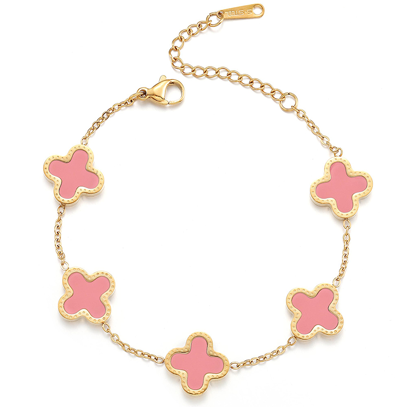 Hongde Or 18 carats-Hommes plaqués\et les femmes\Bracelet porte-bonheur trèfle à quatre feuilles