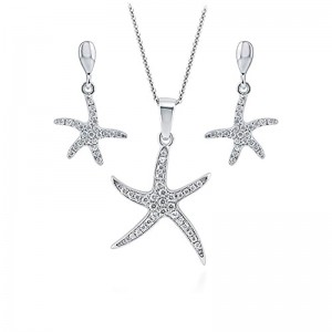 Pendentif étoile de mer en laiton plaqué argent, société de bijoux, pendentif en laiton poli étoile de mer océan vie marine avec chaîne de 18 boîtes