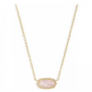 Collier pendentif minimaliste en or rose rose pour femmes, bijoux de mode, or 14 carats-Plaqué