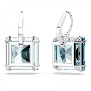 Boucles d\'oreilles carrées en cristal bleu océan Boucles d\'oreilles Swarovski Millenia, Cristal taillé carré, Bleu, Métal rhodié
