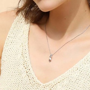 Collier à breloques en forme de chat en argent sterling S.Leaf pour femme - Bijoux en forme de chat pour femme - Accessoires pour femme - Cadeaux sur le thème des amants de maman - Chaton en argent mignon - Cadeaux d\'anniversaire pour...