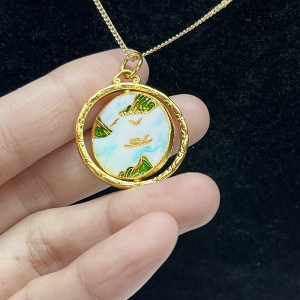 Réversible Modèle personnalisé Pendant collier à long collier plaqué or