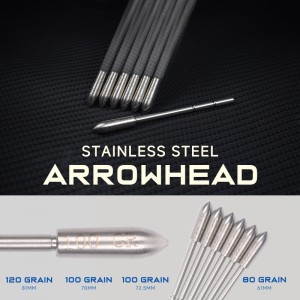 159928 80/100/120 points d\'insertion en acier inoxydable pour les flèches de carbone ID3.2 mm