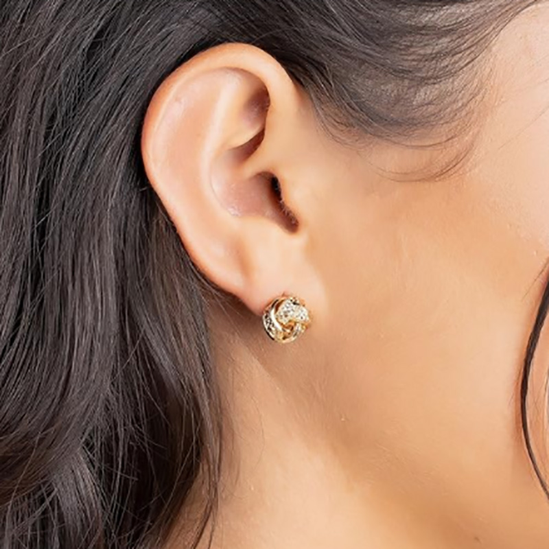 Boucles d'oreilles ànouée entrelacées de luxe 18 km de luxe - Classic & Design texturé élégant pour une sophistication intemporelle