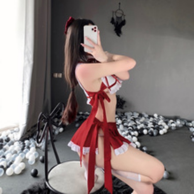 Noël - femmes à thème\vêtements pour le streaming en direct, sur - Tenues d'ancrage de la caméra. Sexy Cut - Robes à l'extérieur avec des garnitures en plumes pour les filles chaudes. Costumes de Noël332 Prix:$96.99
