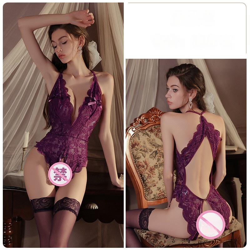 Femmes sexy\Ensemble de lingerie, avec une profondeur audacieuse V - cou, disponible en tailles plus, avec un bas - couper et ouvrir - BodySuit d'entrejambe1736 Prix:$68,99