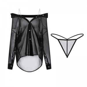 Nouveau style plus-Taille lingerie sexy. Une vue pure et séduisante-À travers une robe de glissement en mousseline avec un V profond-cou, bas-Couper la conception et les bretelles, faisant partie d\'un Set2622 uniforme Prix:$108.99