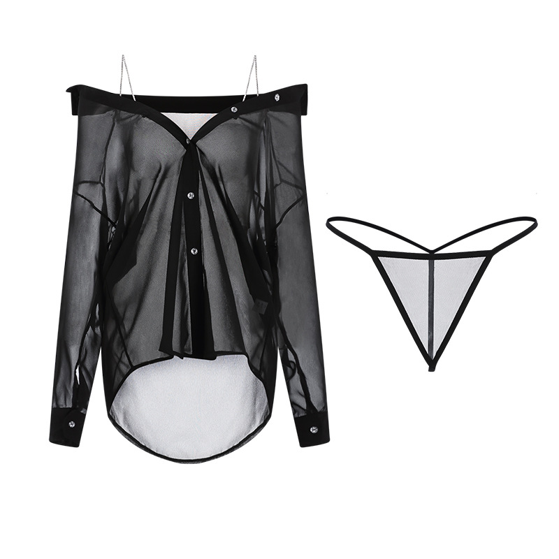 Nouveau style plus-Taille lingerie sexy. Une vue pure et séduisante-À travers une robe de glissement en mousseline avec un V profond-cou, bas-Couper la conception et les bretelles, faisant partie d'un Set2622 uniforme Prix:$108.99