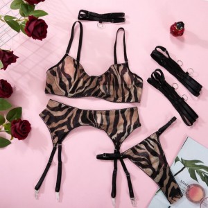 Nouveau soutien-gorge en maille transparente de style. Un trois sexy-Ensemble de lingerie avec des motifs zèbres pour une touche séduisante My98806 Prix:$119.99