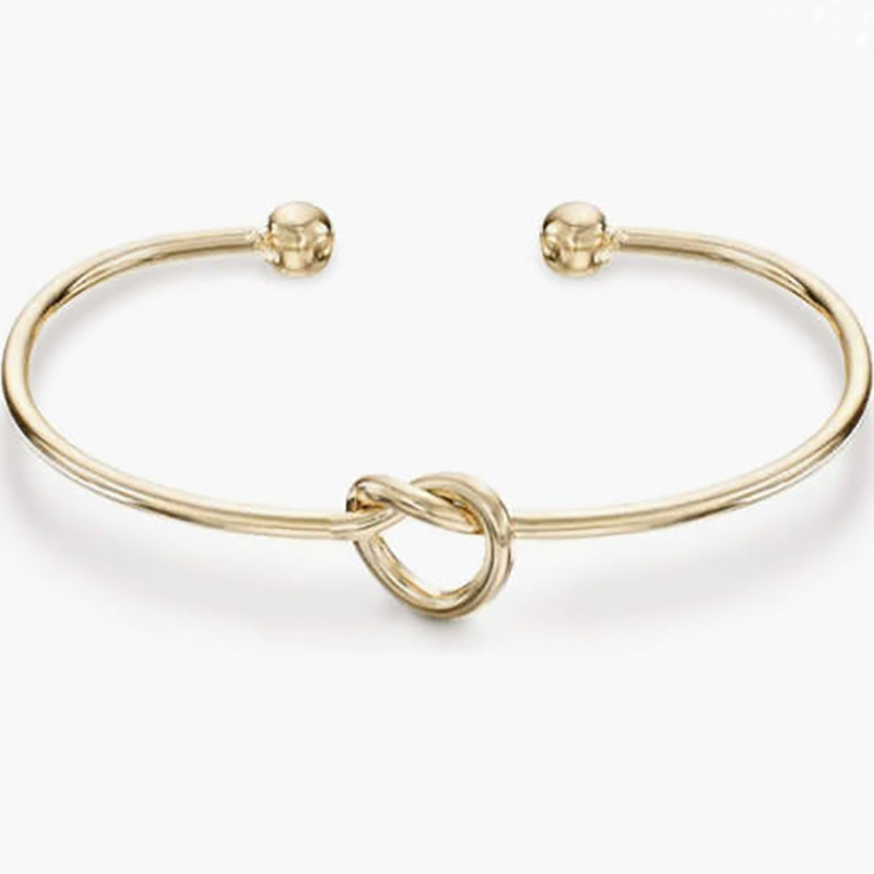 4K Gold plaqué Forever Love Knot Infinity Bangle Bracelets pour femmes Bracelet de bracelet en or ajusté en or pour les femmes élégantes or-Bracelet manchette ouvert avec conception denœuds - bijoux minimaliste moderne pour usure quotidienne et occasions spéciales