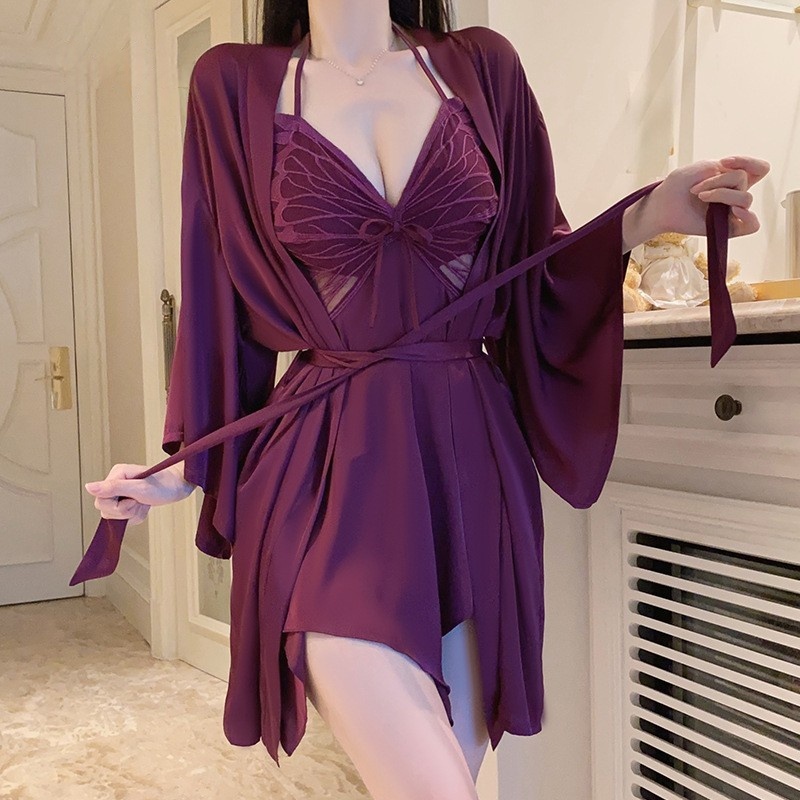 Champe denuit à suspense de billard sexy avec des tampons à la poitrine et un V profond-cou pour un look séduisant, suspendu-Style de cou, jumelé avec une robe, des vêtements de maison.P3945 Prix:$199.99
