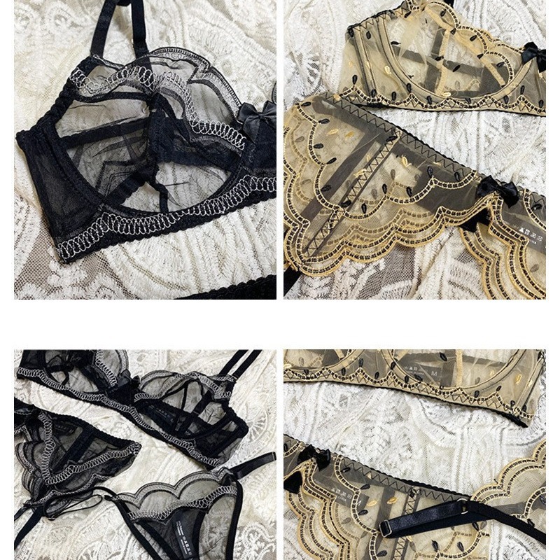 Ins européens et américains - Style Lingerie sexy. Ultra - mince plus - Taille de la lingerie érotique en dentelle. L'ensemble de soutien-gorge qui fait que de gros seins apparaissent plus petits et empêche l'agitation (trois - set).Wlv255price:$159.99