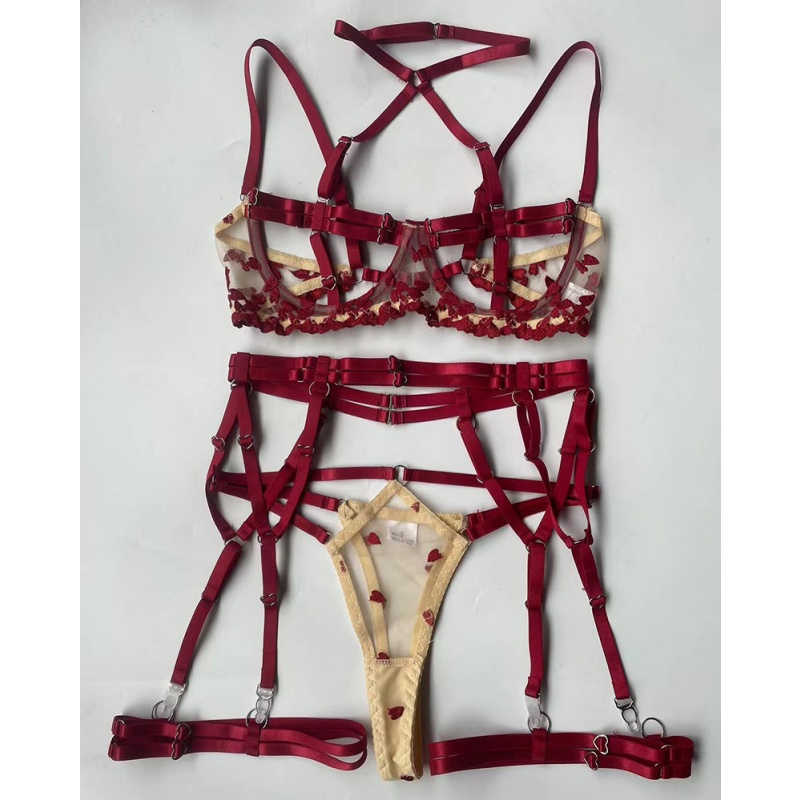 Croix - Border lingerie sexy. À la mode deux - Tone épissage avec cravate - sangles. Lingerie érotique complexe et élaborée cinq - ensemble de pièces. MY96638 Prix:$129,99