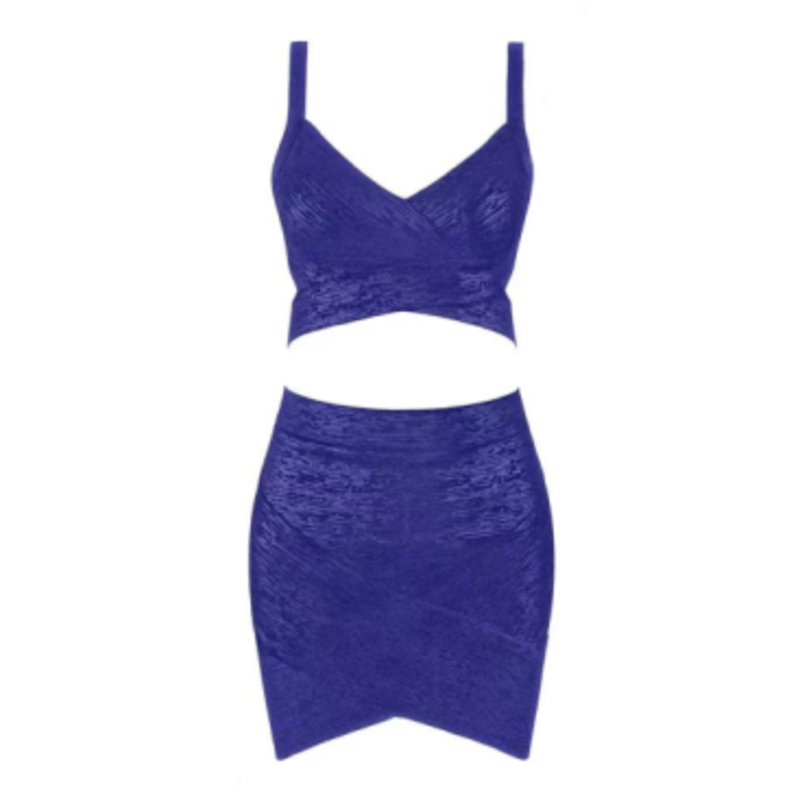 Camisole en tricot en or d'été, ensemble de jupe enveloppant de la hanche