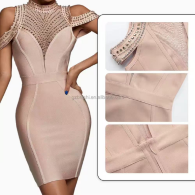 Bandage en tricot d'été rayures spaghetti, robes de robes sans bretelles sans bretelles