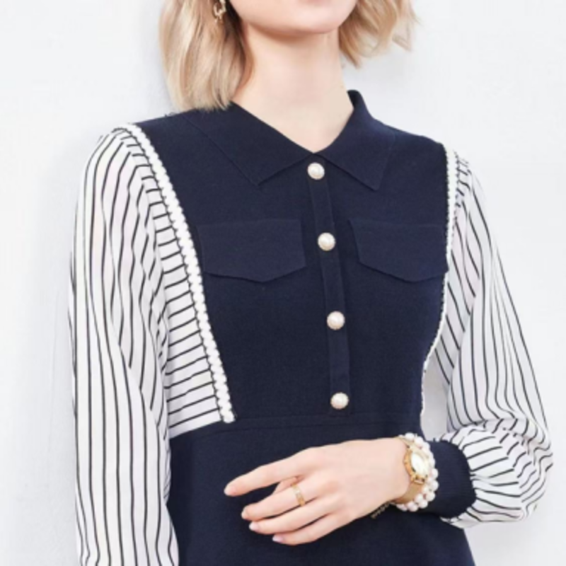 Automne au début de l'automne inversé en tricot à moitié cardigan