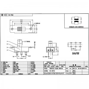 Interrupteur à glissière SS23F19, double-rangée 6-broche trois-Interrupteur de diapositive de position, interrupteur de diapositive DVD denavigation automobile