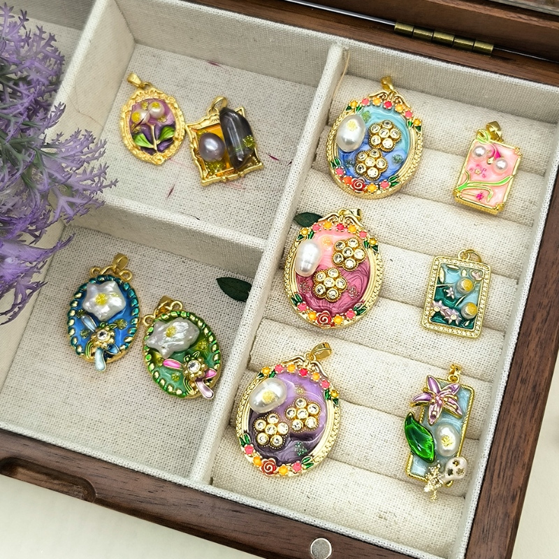 Pendentif de peinture à l'huile vintage
