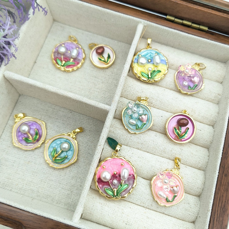 Pendentif de peinture à l'huile vintage