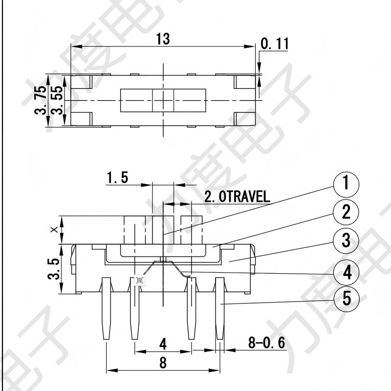 interrupteur à glissière MSS-23D19 huit-broche horizontale/interrupteur vertical épinglé/trois sans broches-poste